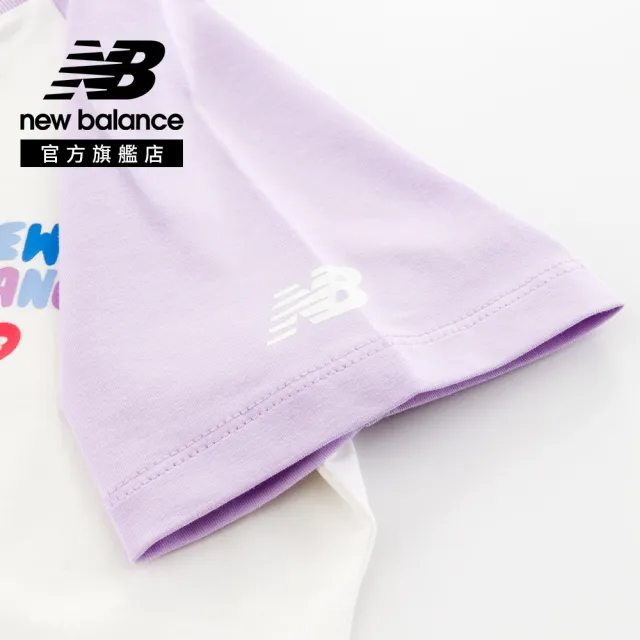 【NEW BALANCE】NB 童裝 拼接短袖上衣_7EG2V07TLAV_男童/女童_白紫色