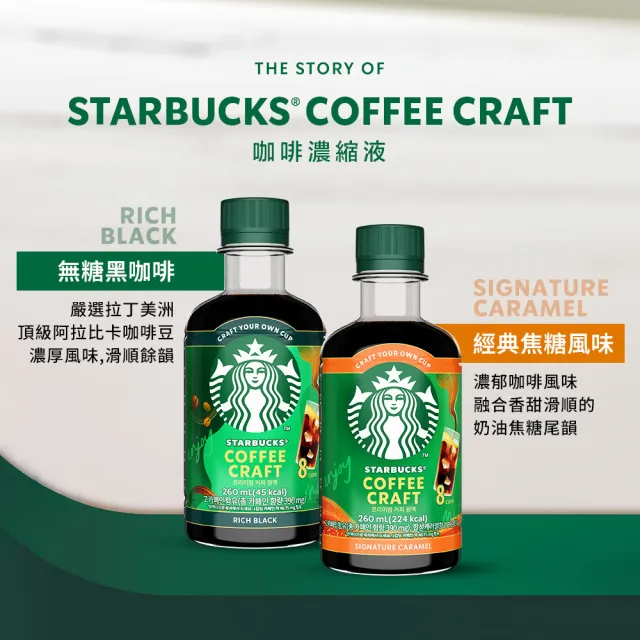 【STARBUCKS 星巴克】咖啡濃縮液260ML COFFEE CRAFT (無糖/經典焦糖)