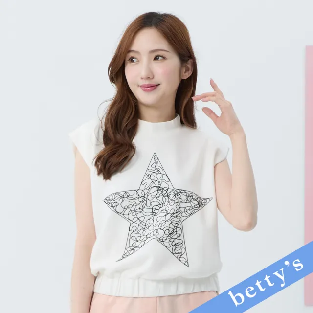 【betty’s 貝蒂思】星星刺繡高領無袖T-shirt(白色)