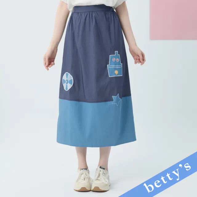 【betty’s 貝蒂思】拼布印花牛仔長裙(藍色)
