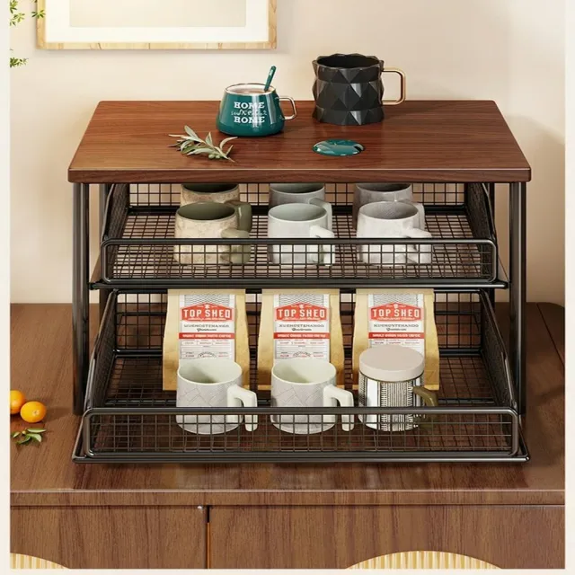 【XINGMU 興沐】雙層可抽拉廚房桌面收納置物架（廚房收納架 / 可抽拉置物架 / 桌面分層架 ）