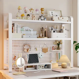 【靚白家居】全碳鋼 洞洞板桌上書架置物架螢幕收納架(寬95 x 高97 x 深 25公分)