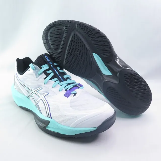 【asics 亞瑟士】SKY ELITE FF 4 男款 SHINE PACK 排球鞋(1051A100100白/湖水綠/銀紫)