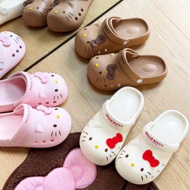 【HELLO KITTY】可愛凱蒂貓頭像造型EVA輕量柔軟透氣休閒涼拖鞋(洞洞鞋 布希鞋 海灘拖鞋)