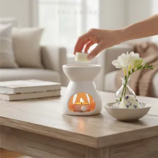 【The Forest 癒森林】初戀氣息香氛融蠟禮盒融蠟燈+香氛蠟塊4入(蠟磚/送禮禮盒/甜美花果香/居家香氛)