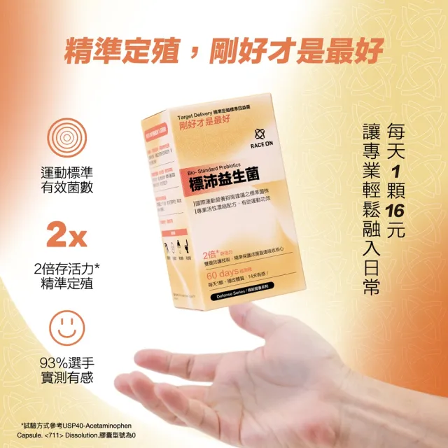 【RACE ON】鋭速 標沛益生菌 60顆/瓶(國際運動標準Ｘ雙重防護配方 2倍存活力* 有效定殖 一天1顆16元)