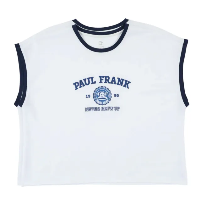 【Paul Frank 大嘴猴】女 T恤 上衣 休閒短袖 連袖繡花T 白(P6221008-00)