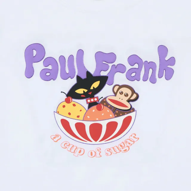 【Paul Frank 大嘴猴】女 T恤 上衣 休閒短袖 短版冰淇淋T 白(P6221005-00)