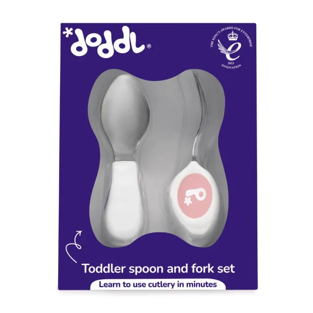 【Doddl】人體工學兒童學習餐具湯匙+叉子 2件組 寶寶湯匙 幼兒自主進食 副食品神器 原廠總代理出貨