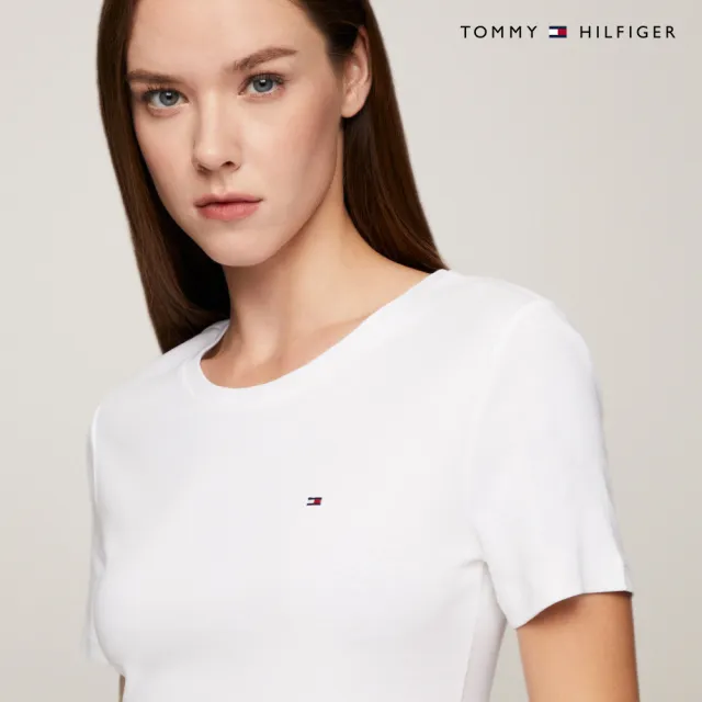 【TOMMY HILFIGER】VIP限定 官方旗艦館 旗幟刺繡圓領 T 恤_裸色