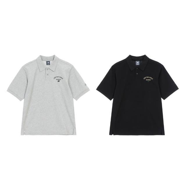 【NEW BALANCE】NB Polo衫短袖上衣_男性_灰/黑_MT61N0U2BK_MT61N0U2GHM(亞版 版型正常)