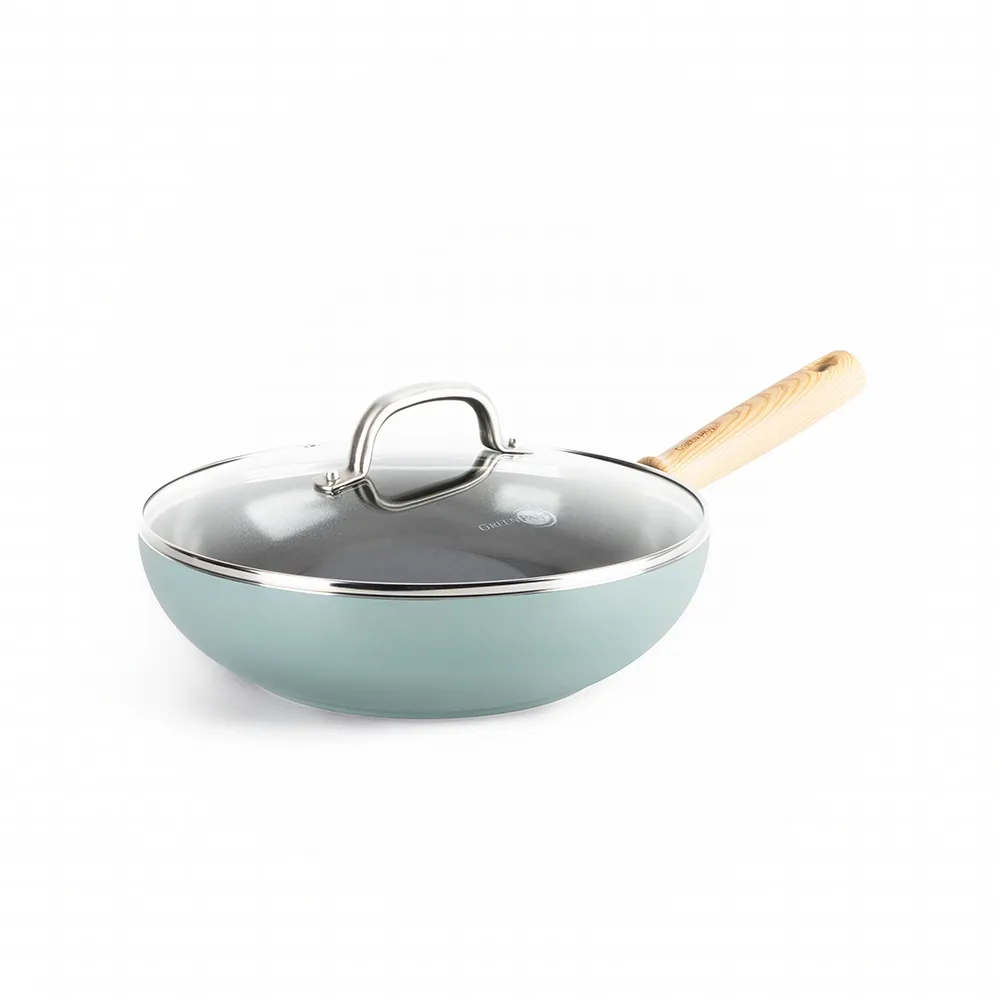 【GreenPan】鑽石陶瓷塗層不沾炒鍋 Mayflower 28cm(含蓋/不挑爐具/不沾鍋/陶瓷)