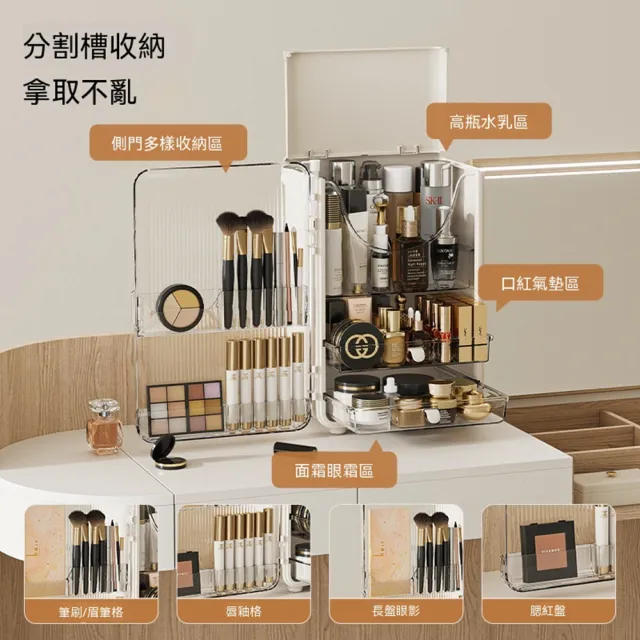 【XINGMU 興沐】大容量收納櫃 桌面化妝品收納箱 梳妝台防塵收納盒