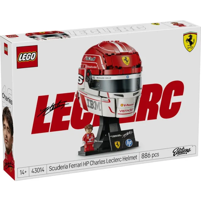 【LEGO 樂高】Editions 43014 Scuderia Ferrari HP Charles Leclerc 頭盔(法拉利 居家擺設 禮物 玩具)