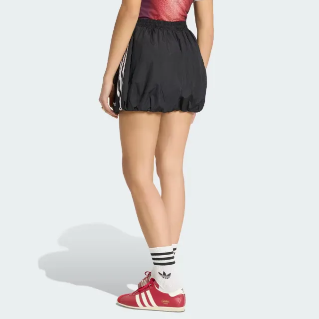【adidas 愛迪達】Balloon Shorts 女款 黑色 三葉草 穿搭 花苞裙 氣球裙 泡泡裙 休閒 短褲 KY5067