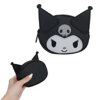 【小禮堂】雙11 Sanrio 三麗鷗 皮質造型拉鍊化妝包 黑白大臉款 Kitty 布丁狗 大耳狗 花小兔