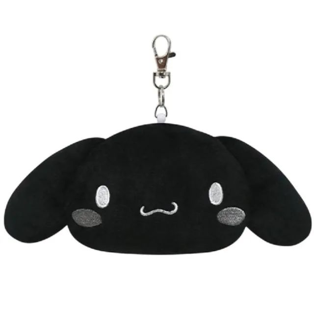 【小禮堂】Sanrio 三麗鷗 絨毛玩偶伸縮票卡零錢包 黑白風格款 Kitty 美樂蒂 布丁狗 花小兔
