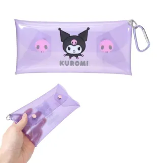 【小禮堂】Sanrio 三麗鷗 Hello Kitty PVC扣式長型收納包附扣環 大臉款 Kitty 花小兔 酷洛 