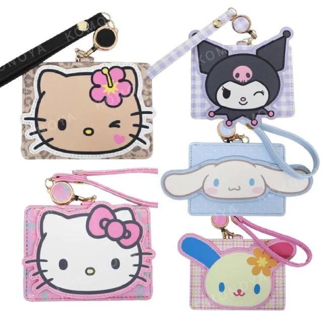【小禮堂】Sanrio 三麗鷗 皮質造型伸縮票卡套 大臉款 Kitty 大耳狗 酷洛米 花小兔