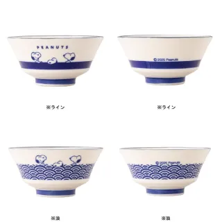 【小禮堂】史努比 美濃燒 陶瓷碗 藍白款