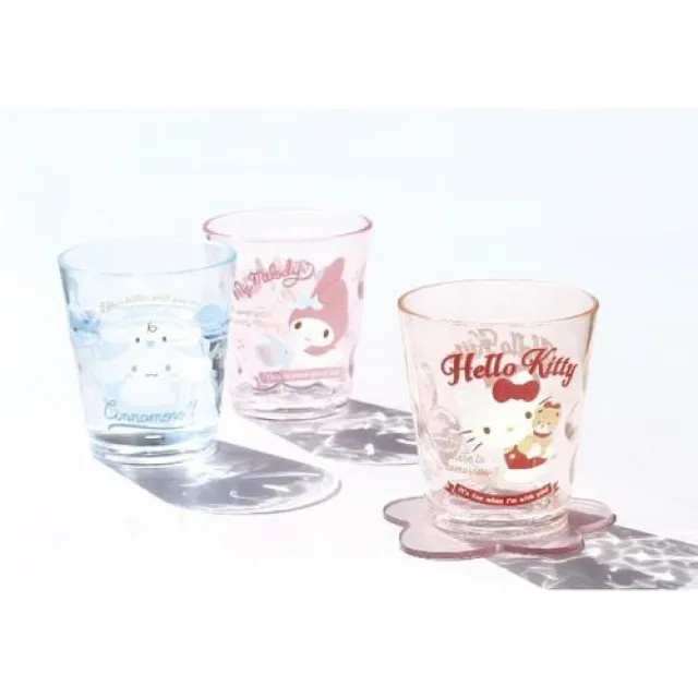 【小禮堂】Sanrio 三麗鷗 透明無把壓克力杯 200ml 好友款 Kitty 美樂蒂 布丁狗