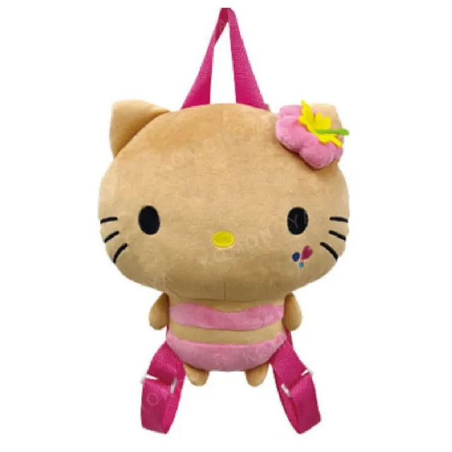 【小禮堂】Sanrio 三麗鷗 Hello Kitty 絨毛玩偶後背包 曬黑泳衣款