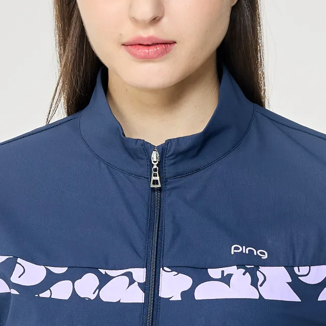 【PING】女款防潑水高爾夫立領外套-深藍(吸濕排汗/GOLF/高爾夫/RC26115-58)