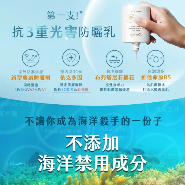 【牛爾京城之霜】零重力海洋友善輕膚防曬乳SPF50+PA+++50mlx3(不黏膩/不悶/不曬黑)