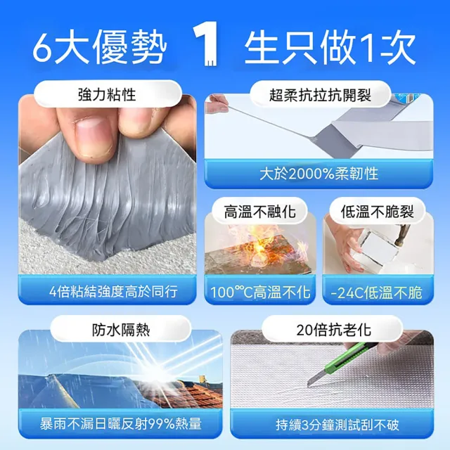 Josie 丁基防水膠帶 15CM×10M 超柔強力黏貼 自黏防水卷材 屋頂漏水補漏 裂縫修補 反光隔熱