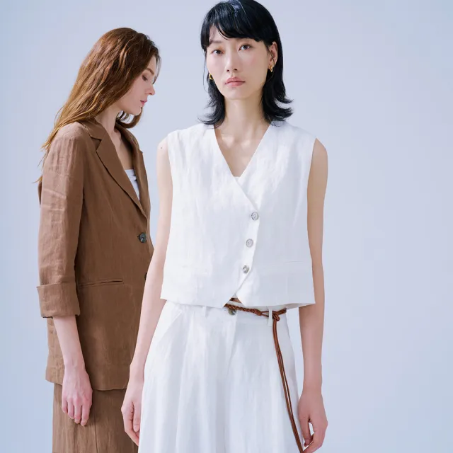 【giordano ladies】26SS 棉麻混紡西裝背心(02376021)