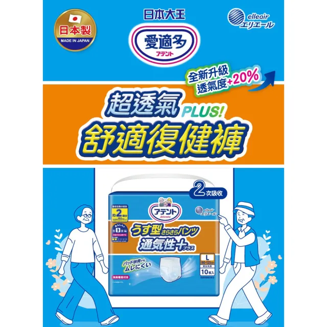 日本大王Attento 愛適多 超透氣舒適復健褲(6包/箱裝-M11片/L10片)