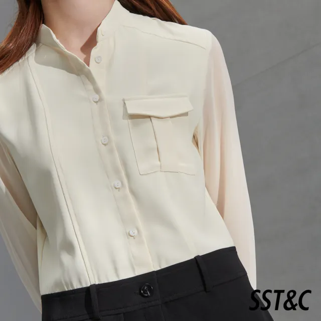 【SST&C】女裝 米黑撞色兩件式開襟洋裝8562206006(雙11精選)