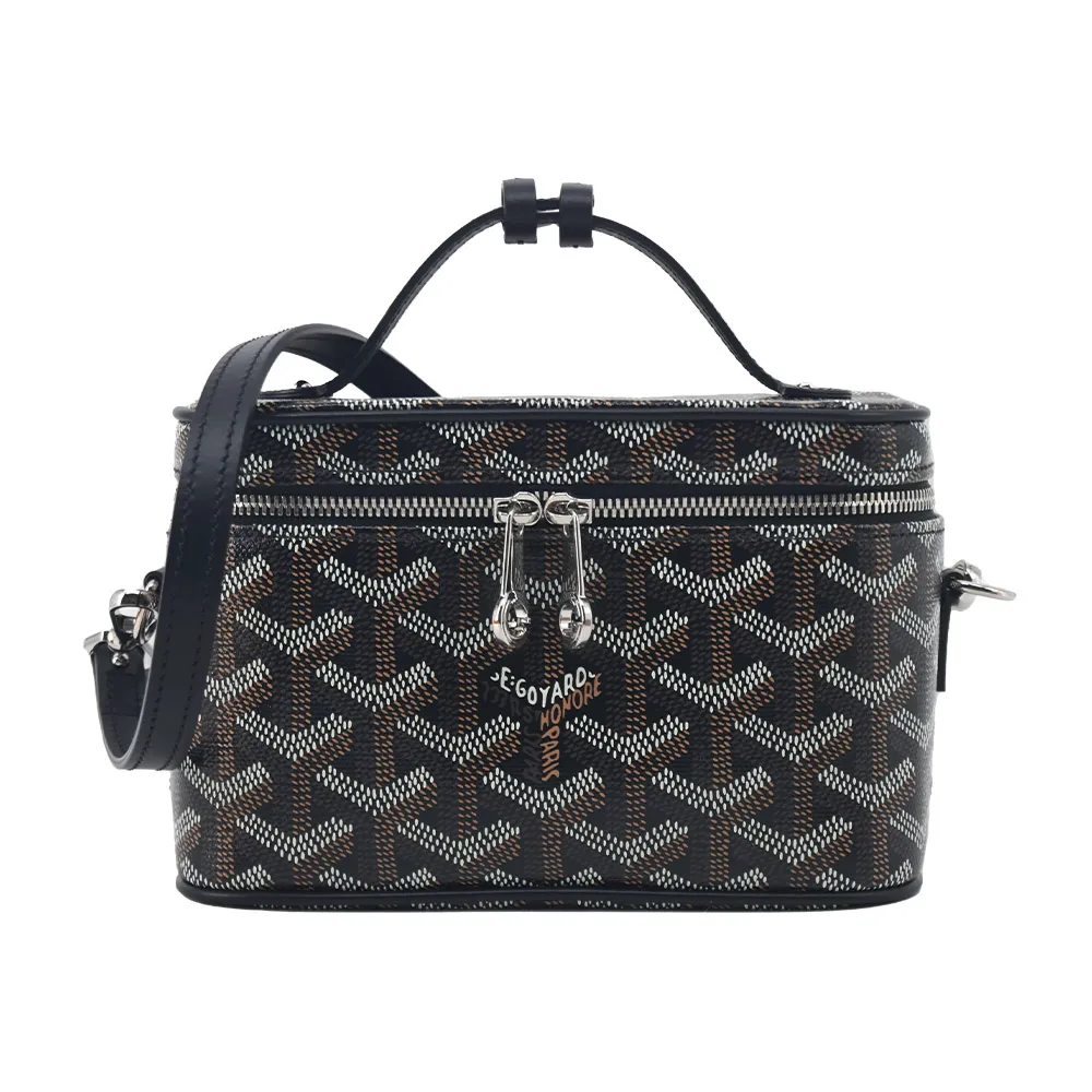 【GOYARD 高雅德】MUSE 塗料帆布斜背化妝包-迷你/黑