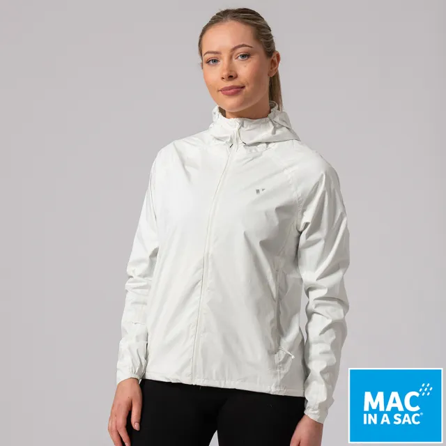 MAC IN A SAC英國-女款VENTURE袋著走防水透氣連帽外套(LDS231白/輕量風衣/收納體積小/攜帶方便)
