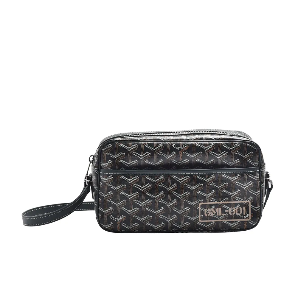 【GOYARD 高雅德】米蘭NO.1限量款經典CAP-VERT LOGO帆布拉鍊斜背相機包(限量001號-深綠色CAVGENPMLT-GREEN)