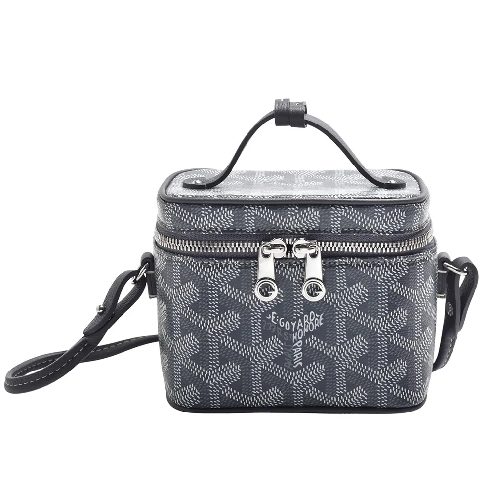 【GOYARD 高雅德】經典MUSE NANO LOGO帆布雙拉鍊手提/斜背包(灰色MUSEVANANTY51CL-GREY)