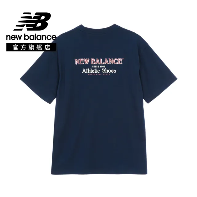 【NEW BALANCE】NB 短T Logo標語短袖上衣_男性_藍/米杏_MT61E14RCIC_MT61E14RNNY(亞版 版型正常)