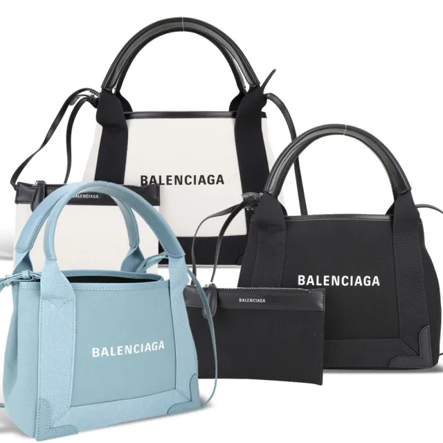 【Balenciaga 巴黎世家】Navy 經典帆布托特包(3色)