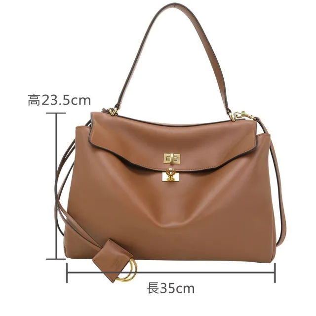 【Balenciaga 巴黎世家】Rodeo 中型 小牛皮肩背托特包(棕色)