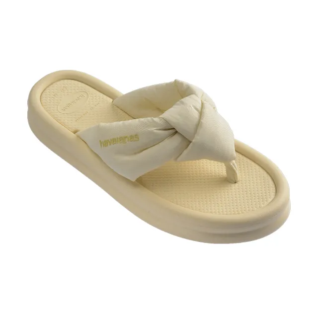 【havaianas 哈瓦仕】拖鞋 女鞋 夾腳拖鞋 雲朵 澎澎帶 厚底 增高 Over Puffed 燕麥奶 4150281-9256W