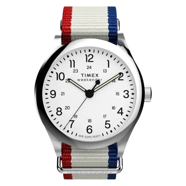 【TIMEX】天美時 Weekender 39毫米 New England  織物錶帶腕錶 白x灰 TXTW2Y15500