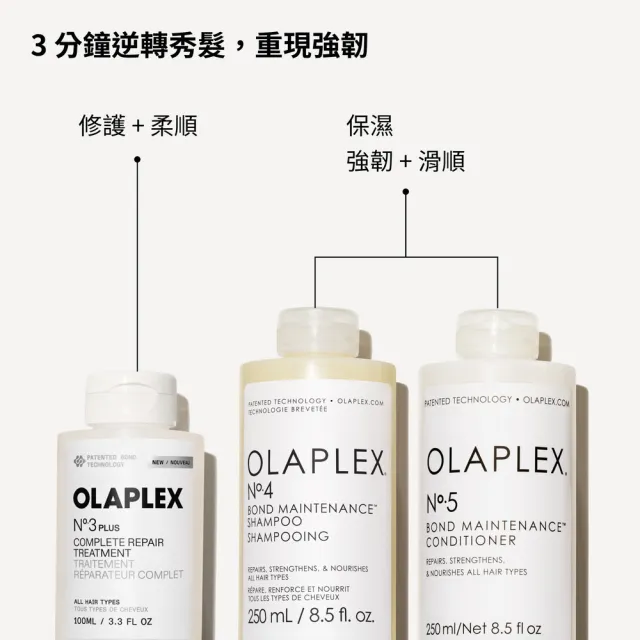 【OLAPLEX 歐啦】3PLUS 強韌煥芯洗前髮膜100ml(洗前修護/結構護髮/歐拉/居家護髮)