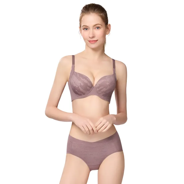 【Swear 思薇爾】城市動感系列M-3XL涼感透氣中腰三角女內褲(赤藕色)