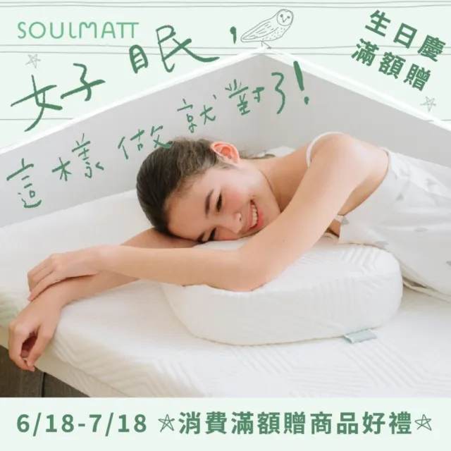【SOULMATT】經典中枕(生日慶滿額贈 枕頭 Airwash涼洗綿 防蟎抗菌 可水洗 支撐 貼合 紓壓 不變形 不塌陷)