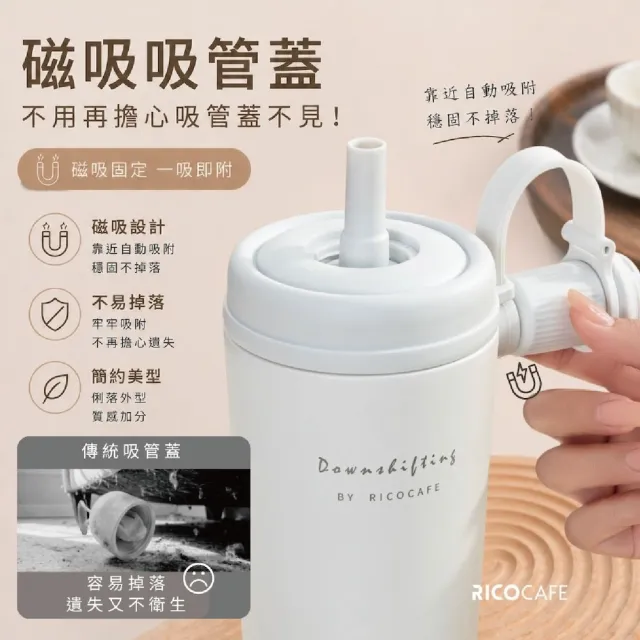 【RICO 瑞可】RICOCAFE 陶瓷塗層 COOLID酷力杯 800ml(吸管杯/環保杯/隨行杯/保冰保溫瓶)