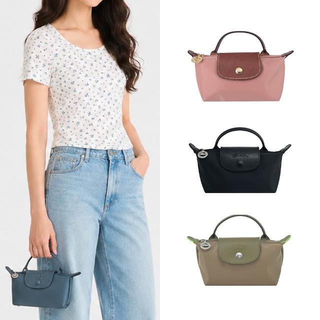 【LONGCHAMP】經典原創/刺繡再生尼龍附提把的小袋子(多色選)
