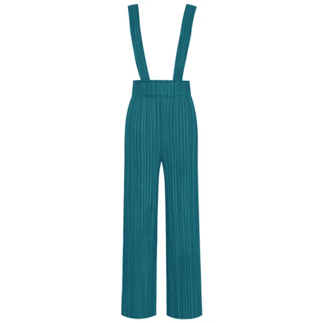【巴黎精品】現貨+預購 三宅風皺褶衣服摺褲寬鬆闊腿褲寬褲摺衣彈力長褲顯瘦折衣大碼(寬鬆吊帶褲2色a1jb42)