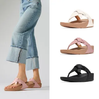 【FitFlop】LULU 紐結造型皮革夾腳涼鞋-女(3色)