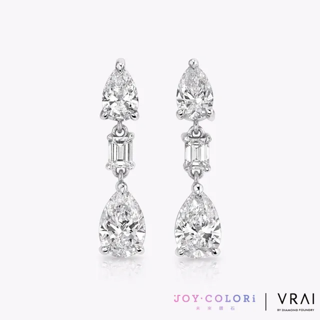 【JOY COLORi 未來鑽石】18K金 鑽石耳環(VRAI 瑪麗蓮 水滴培育鑽石耳環 ES2156LG)
