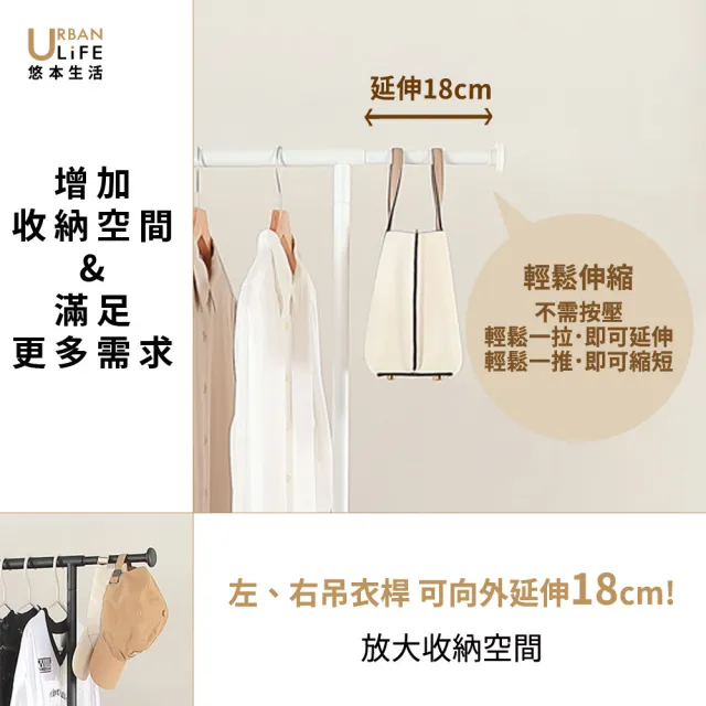 【URBAN LiFE 悠本生活】高荷重 左右伸縮單桿曬衣架*底層四桿*(台灣製/收納/升降吊掛晾衣架/吊衣桿/衣帽架)